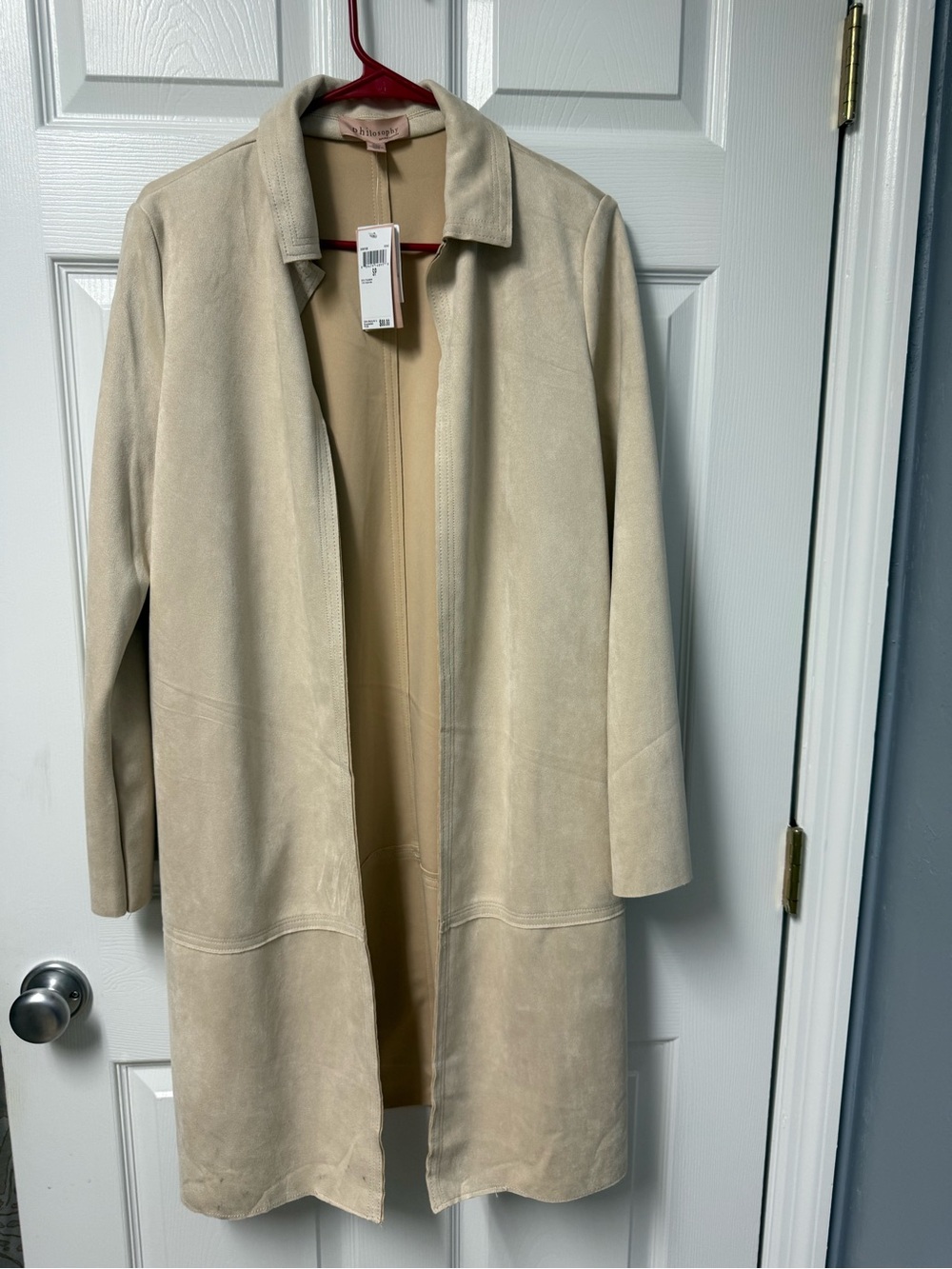 Philosophy Light Beige Suede Trench Coat